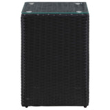 Side Tables 3 pcs with Glass Top Black Poly Rattan