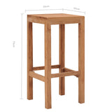 Bar Stools 2 Pcs Solid Teak Wood