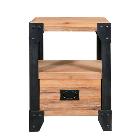 Nightstands 2 Pcs Solid Acacia Wood Steel 40X30X54 Cm