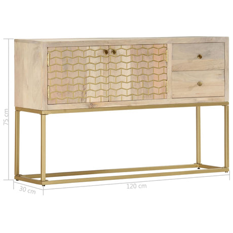Sideboard Gold 120X30X75 Cm Solid Mango Wood