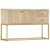 Sideboard Gold 120X30X75 Cm Solid Mango Wood