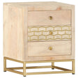 Bedside Cabinet Gold 40X30X50 Cm Solid Mango Wood