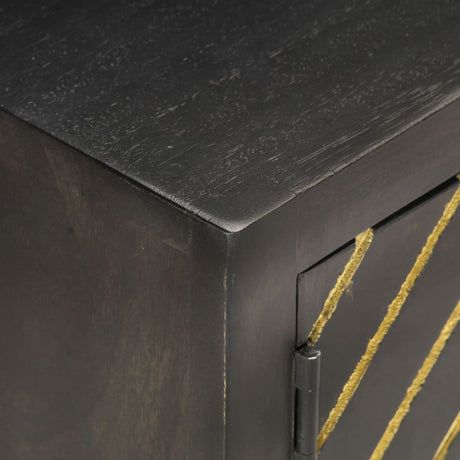 Tv Cabinet Black And Gold 120X30X40 Cm Solid Mango Wood