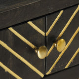 Coffee Table Black And Gold 90X50X35 Cm Solid Mango Wood