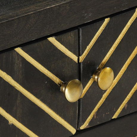 Coffee Table Black And Gold 90X50X35 Cm Solid Mango Wood