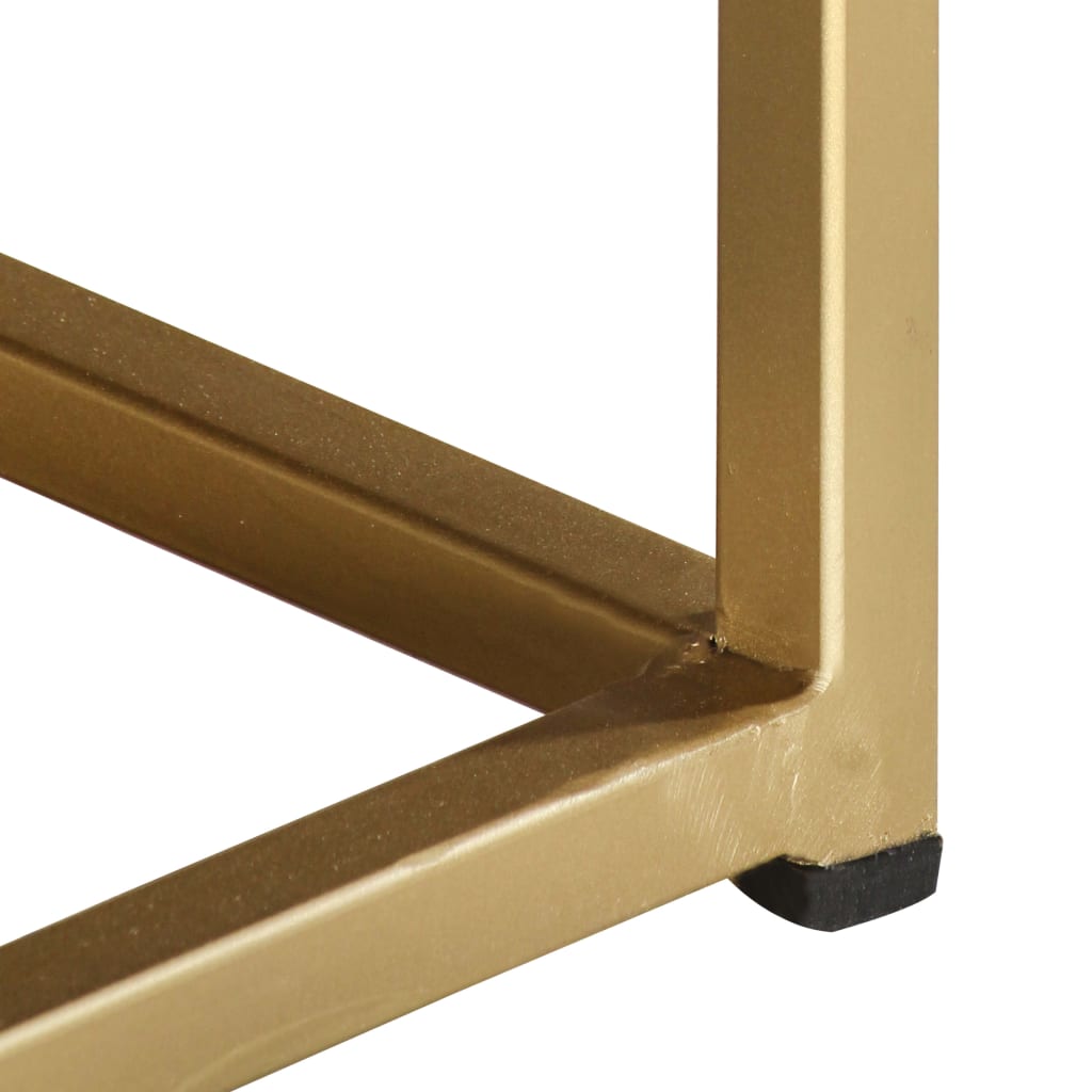 Coffee Table Black And Gold 90X50X35 Cm Solid Mango Wood