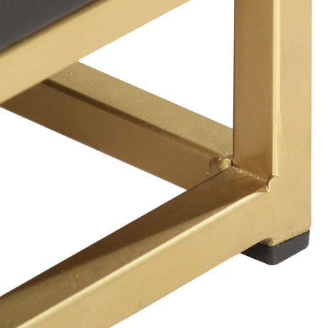 Bedside Cabinet Black And Gold 40X30X50 Cm Solid Mango Wood