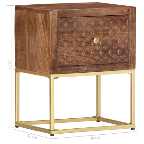 Bedside Cabinet 40X30X50 Cm Solid Mango Wood