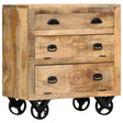 Side Cabinet With Wheel Solid Mango Wood