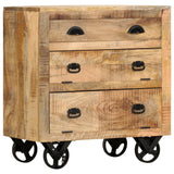Side Cabinet With Wheel Solid Mango Wood