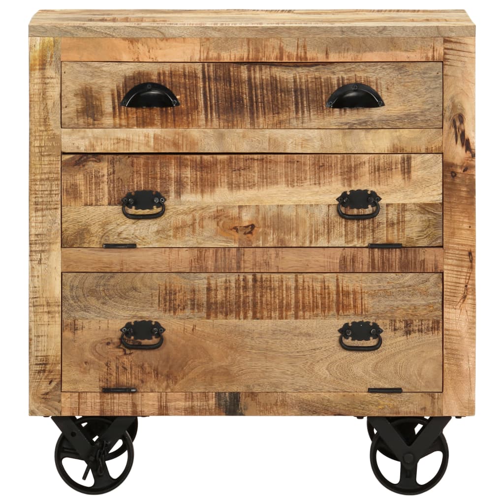 Side Cabinet With Wheel Solid Mango Wood