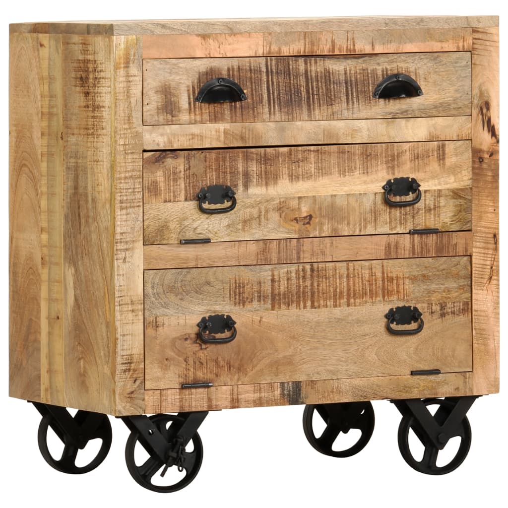 Side Cabinet With Wheel Solid Mango Wood