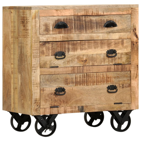 Side Cabinet With Wheel Solid Mango Wood