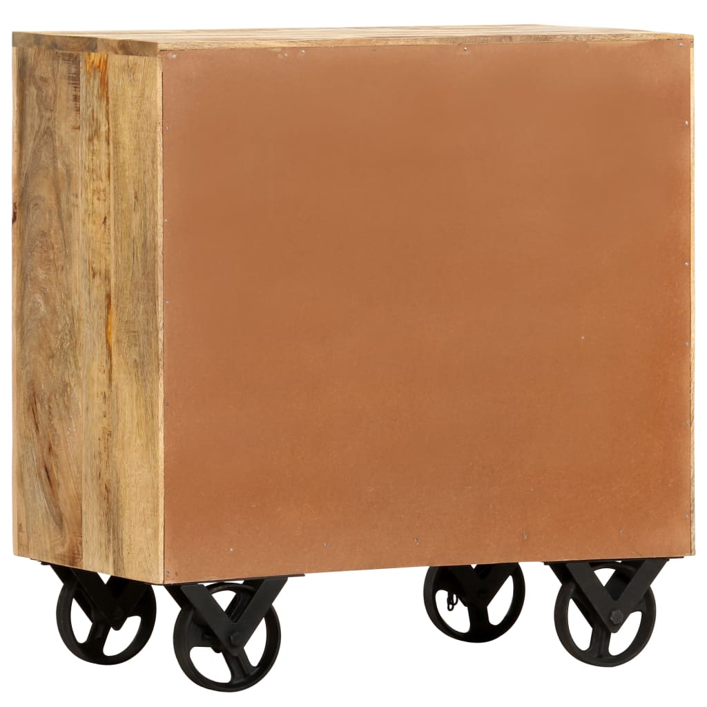 Side Cabinet With Wheel Solid Mango Wood