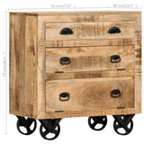 Side Cabinet With Wheel Solid Mango Wood