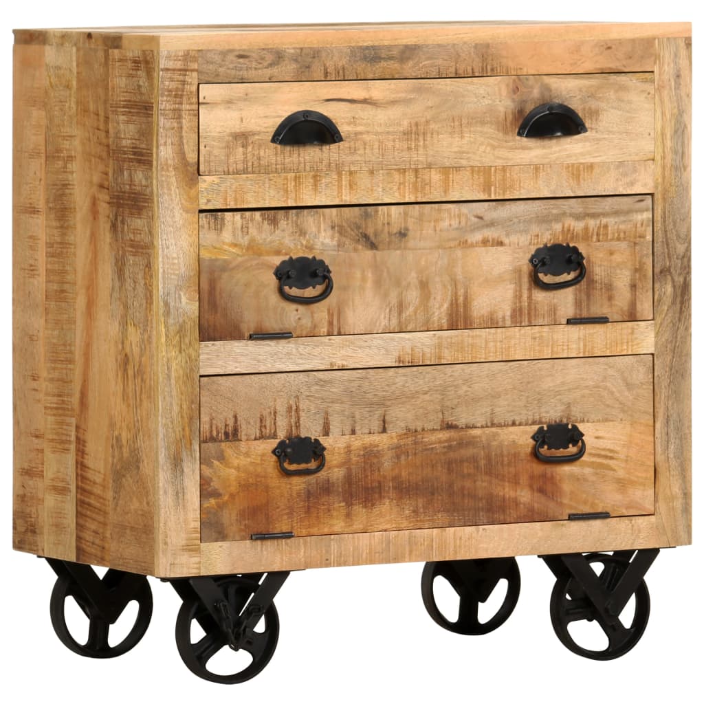 Side Cabinet With Wheel Solid Mango Wood