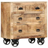 Side Cabinet With Wheel Solid Mango Wood