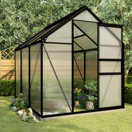 Greenhouse With Base Frame Anthracite Aluminium 5.89 M²