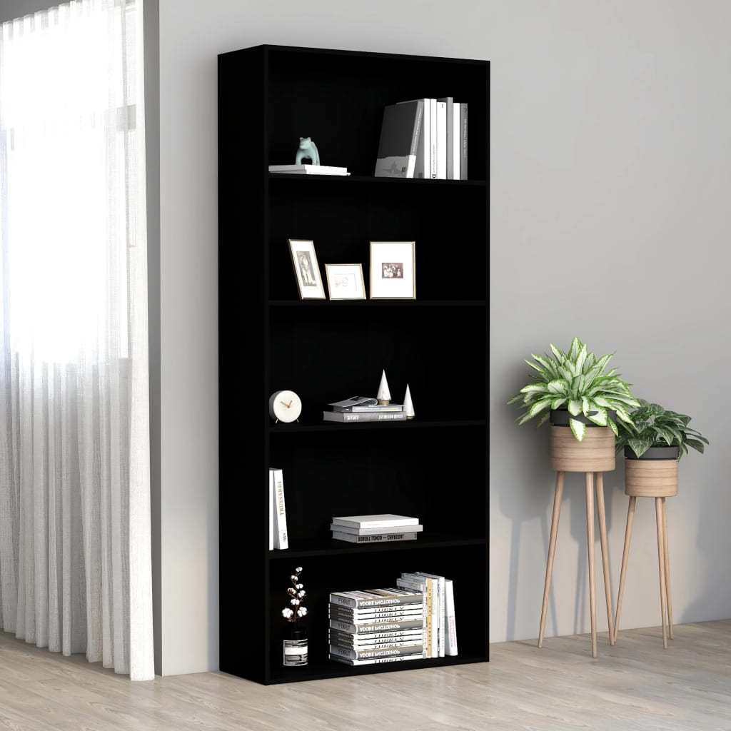 5-Tier Book Cabinet 80X30X Engineered Wood