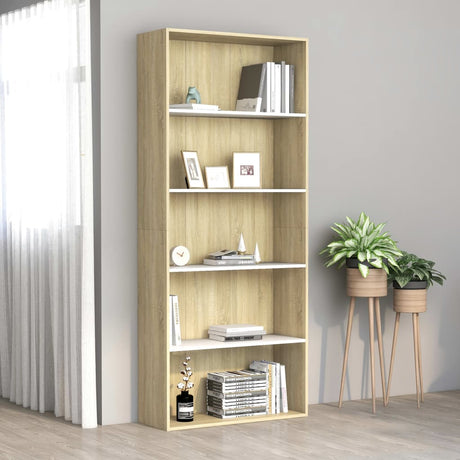 5-Tier Book Cabinet 80X30X Engineered Wood