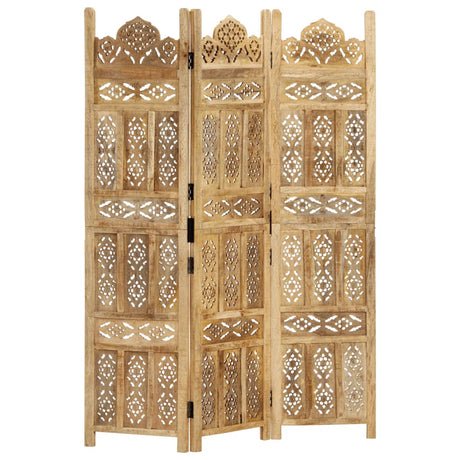 Hand Carved 5-Panel Room Divider Brown 200X165 Cm Solid Mango Wood