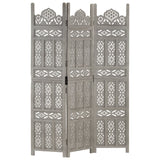 Hand Carved 5-Panel Room Divider Brown 200X165 Cm Solid Mango Wood