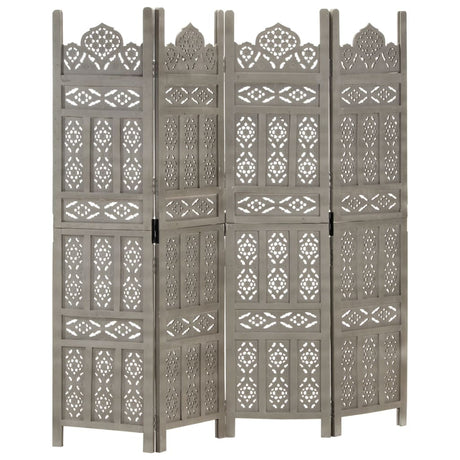 Hand Carved 5-Panel Room Divider Brown 200X165 Cm Solid Mango Wood