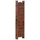Hand Carved 5-Panel Room Divider Brown 200X165 Cm Solid Mango Wood