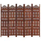 Hand Carved 5-Panel Room Divider Brown 200X165 Cm Solid Mango Wood