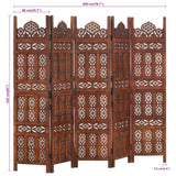 Hand Carved 5-Panel Room Divider Brown 200X165 Cm Solid Mango Wood