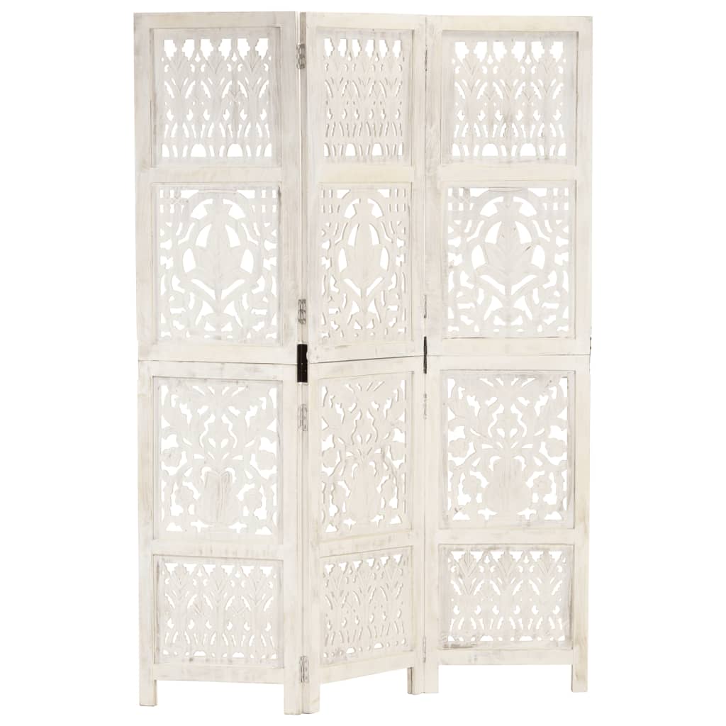 Hand Carved 3-Panel Room Divider 120X165 Cm Solid Mango Wood