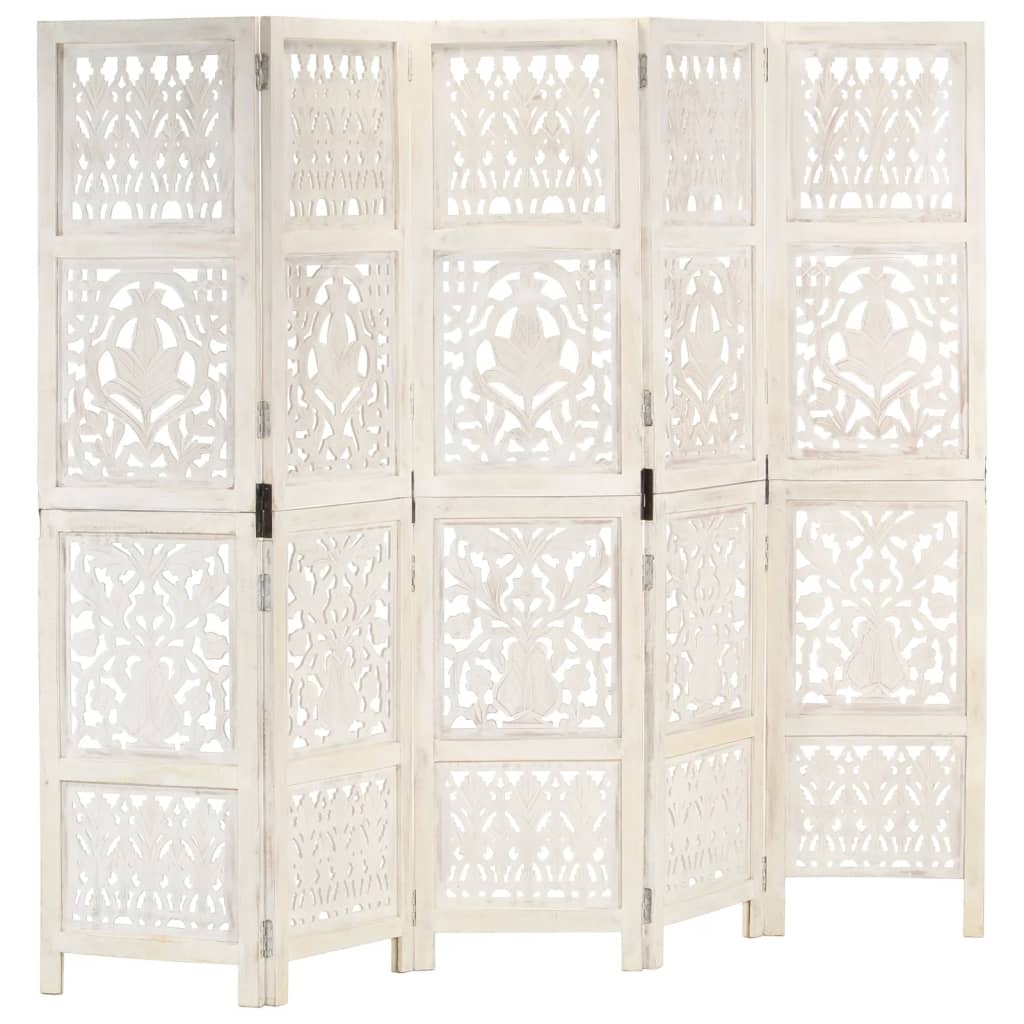 Hand Carved 3-Panel Room Divider 120X165 Cm Solid Mango Wood
