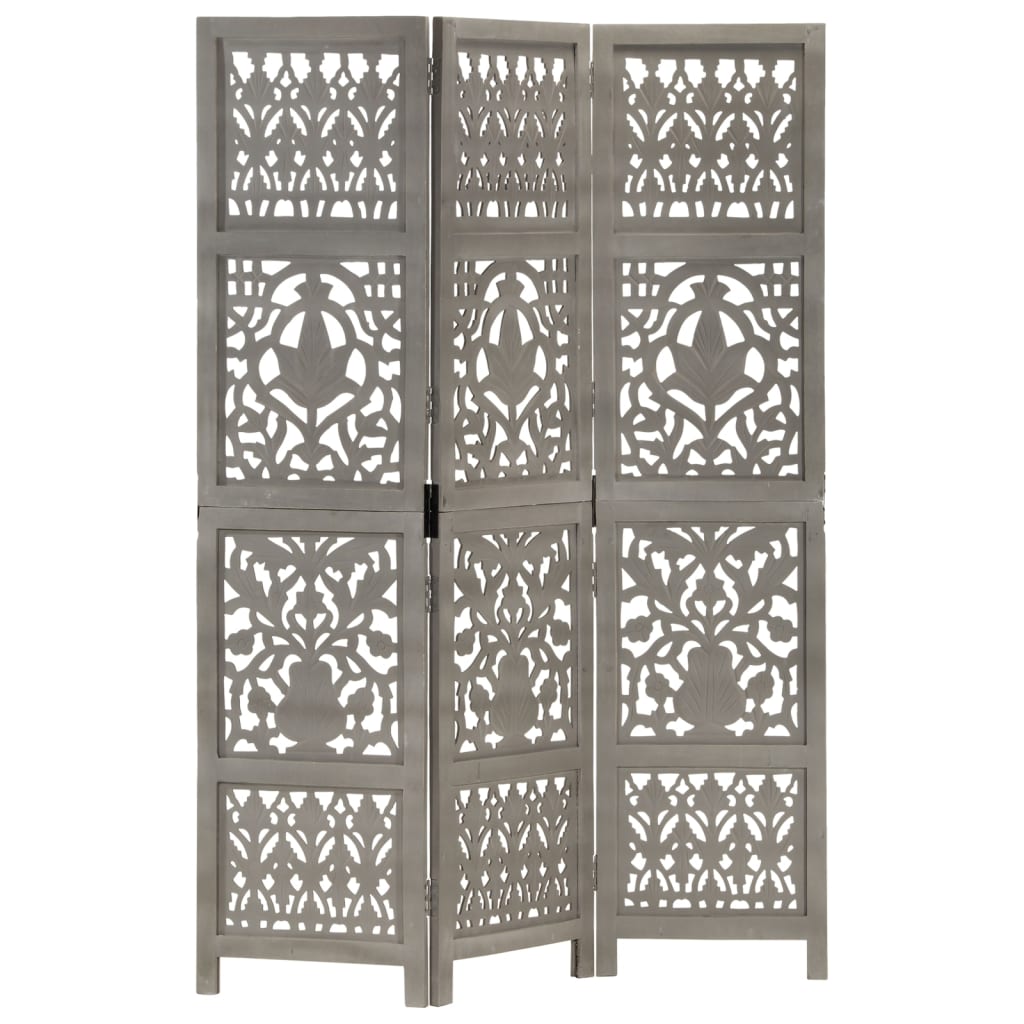 Hand Carved 3-Panel Room Divider 120X165 Cm Solid Mango Wood