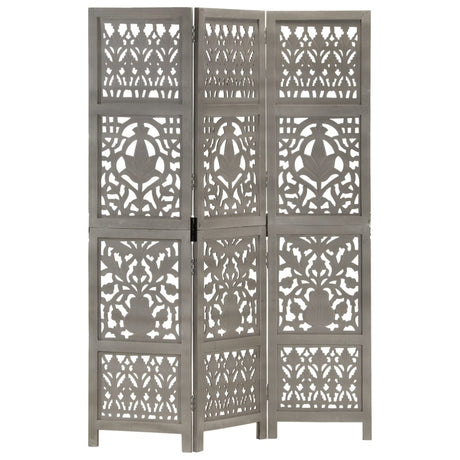 Hand Carved 3-Panel Room Divider 120X165 Cm Solid Mango Wood