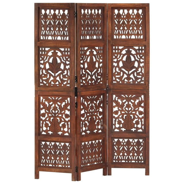 Hand Carved 3-Panel Room Divider 120X165 Cm Solid Mango Wood