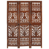 Hand Carved 3-Panel Room Divider 120X165 Cm Solid Mango Wood