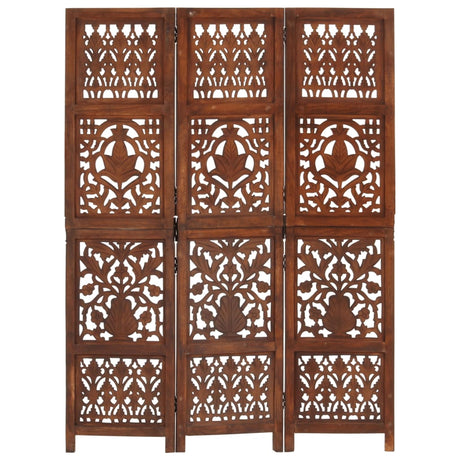 Hand Carved 3-Panel Room Divider 120X165 Cm Solid Mango Wood