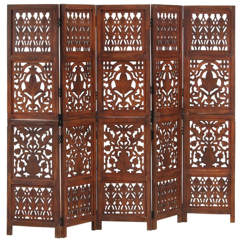 Hand Carved 3-Panel Room Divider 120X165 Cm Solid Mango Wood