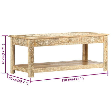 Coffee Table 110X50X45 Cm Hand Painted Solid Mango Wood