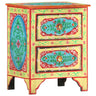 Hand Painted Bedside Cabinet 40X30X50 Cm Solid Mango Wood