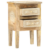 Hand Painted Bedside Cabinet 40X30X60 Cm Solid Mango Wood