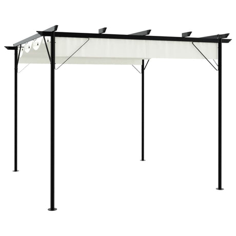 Pergola With Retractable Roof White 3X3 M Steel