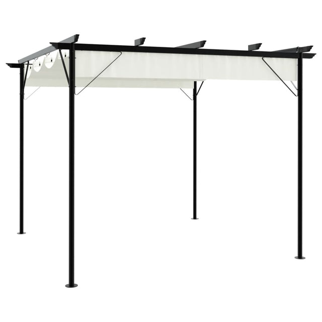 Pergola With Retractable Roof White 3X3 M Steel