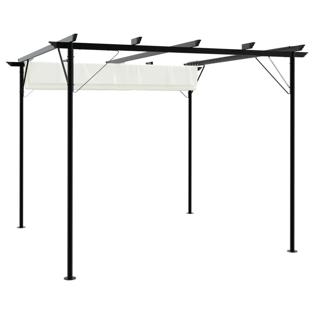 Pergola With Retractable Roof White 3X3 M Steel
