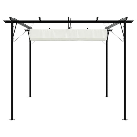 Pergola With Retractable Roof White 3X3 M Steel
