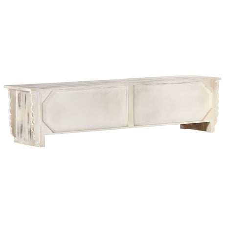 Tv Cabinet White 140X30X35 Cm Solid Mango Wood