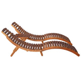3 Piece Sunlounger With Tea Table Solid Acacia Wood
