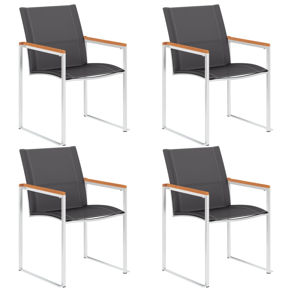Garden Chairs 2 Pcs Textilene And Stainless Steel Grey