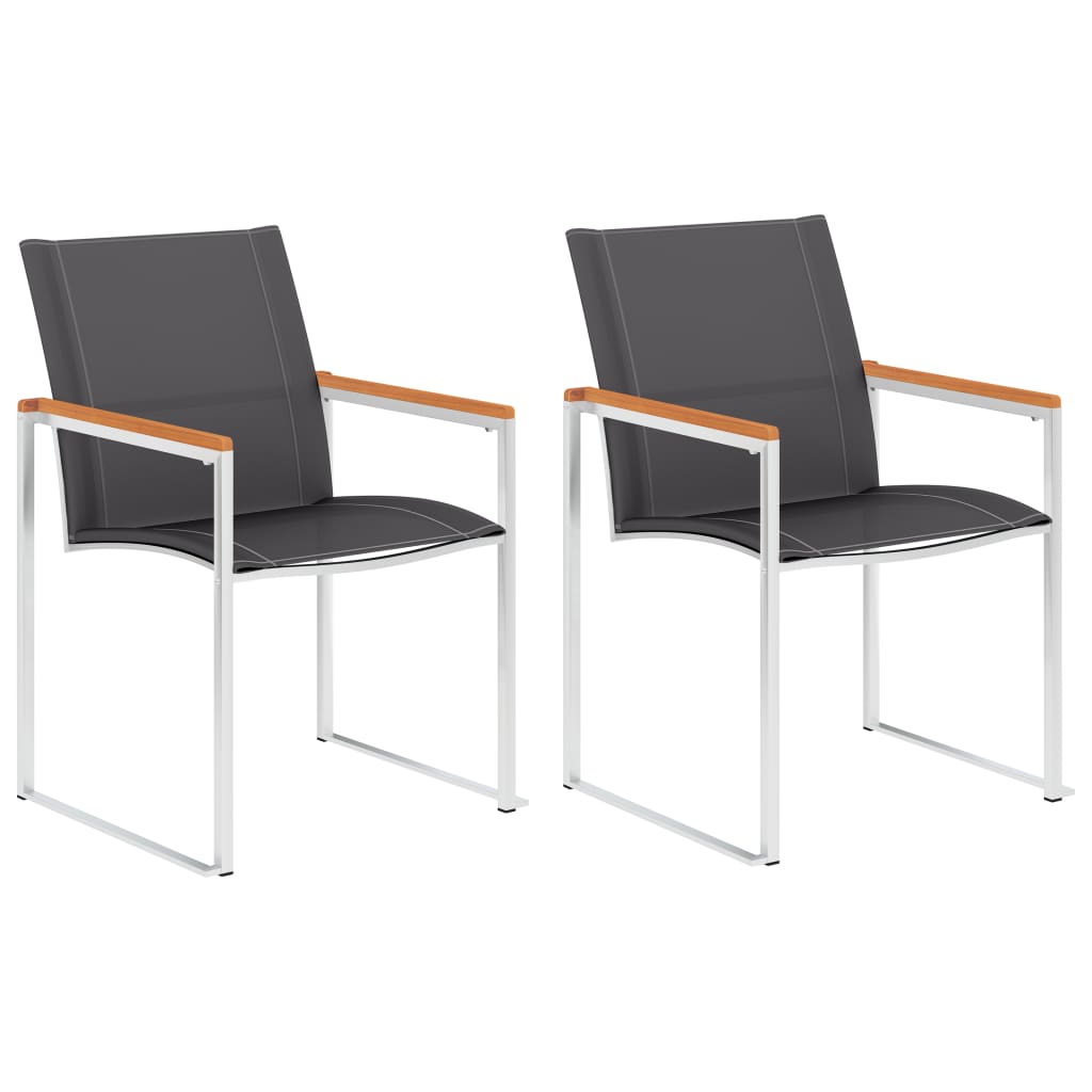 Garden Chairs 2 Pcs Textilene And Stainless Steel Grey
