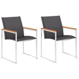 Garden Chairs 2 Pcs Textilene And Stainless Steel Grey